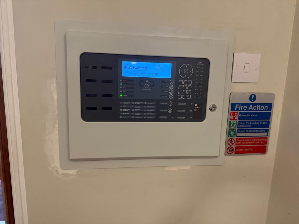 Fire alarm control panel ready for fire alarm maintenance in Lincolnshire